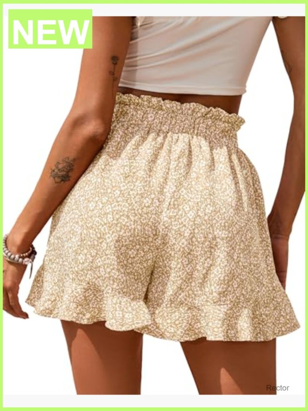 Boho Floral Print Drawstring High Rise Ruffle Shorts with Pockets - Picture 2 of 7